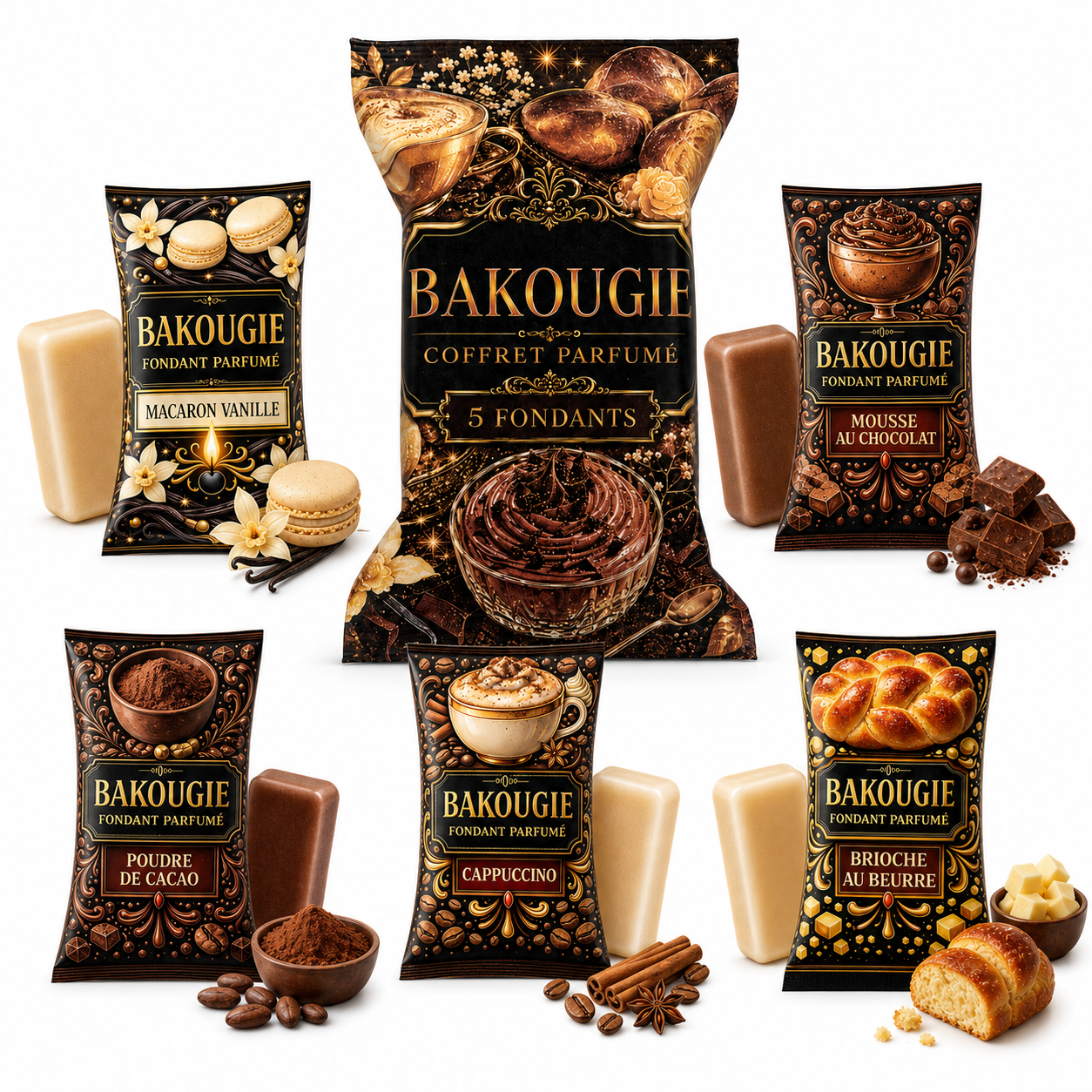 Coffret de 5 fondants de cire parfumée Gourmand Bakougie — vue complémentaire 2