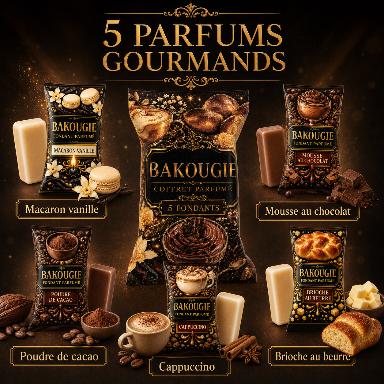 Coffret de 5 fondants de cire parfumée Gourmand Bakougie — vue complémentaire 3