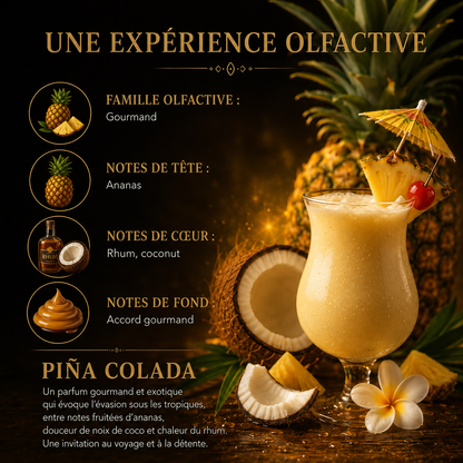 Fondant artisanal cocktail tropical Piña Colada senteur sucrée exotique parfum d’intérieur ananas coconut wax melt