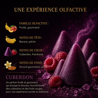 Fondant artisanal Cuberdon parfum bonbon belge cire végétale senteur fruits rouges et vanille addictive