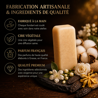 Fondant parfumé artisanal fleur de coton parfum de Grasse cire végétale premium