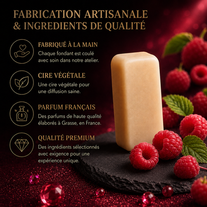 Fondant parfumé framboise fabriqué à la main parfum de Grasse cire végétale premium