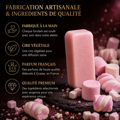 Fondant parfumé artisanal guimauve fabriqué à la main avec cire végétale et parfum français de Grasse Bakougie