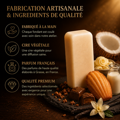 Fondant parfumé artisanal Madeleine Gourmande parfum de Grasse cire végétale premium