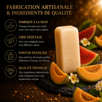 Fondant parfumé artisanal pastèque melon parfum de Grasse cire végétale premium