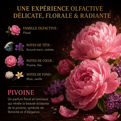 Fondant artisanal pivoine wax melt premium senteur fleurie élégante parfum maison cire végétale française