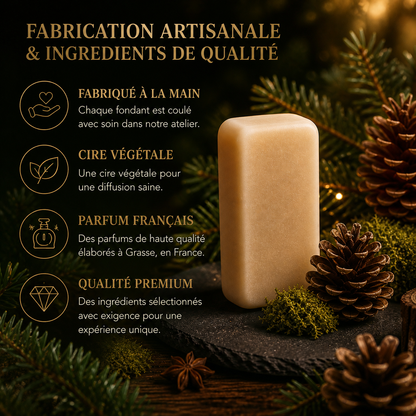 Fondant parfumé artisanal Sapin de Noël fabriqué à la main avec cire végétale et parfum de Grasse longue diffusion