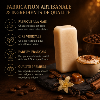 Fondant cire cappuccino caramel vanille parfum gourmand intense cire végétale parfum intérieur café sucré