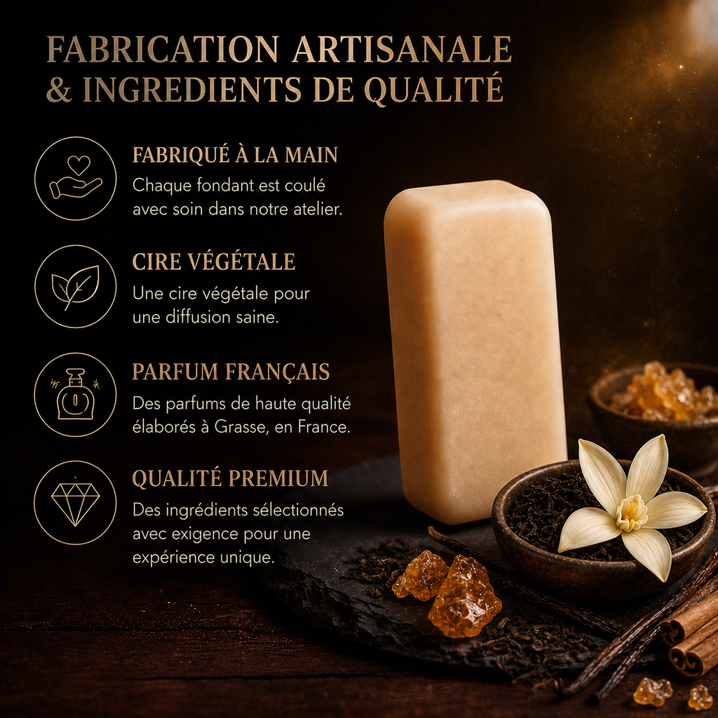 Fondant cire parfumée thé noir vanille parfum intérieur épicé et gourmand cire végétale longue diffusion
