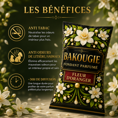 Fondant parfumé fleur d’oranger anti odeur Bakougie, cire parfumée artisanale pour maison et ambiance florale