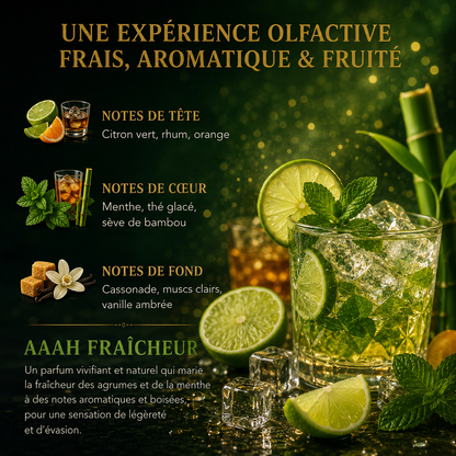 Fondant parfumé Mojito frais aromatique fruité menthe citron vert vanille ambrée