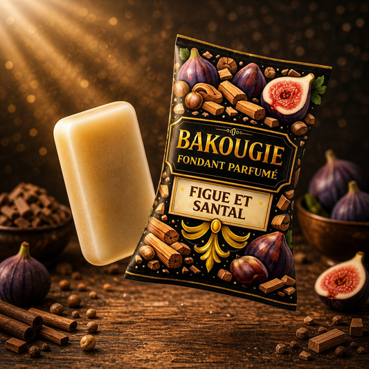 Fondant parfumé Figue et Santal Bakougie cire végétale senteur boisée et gourmande wax melt parfum maison