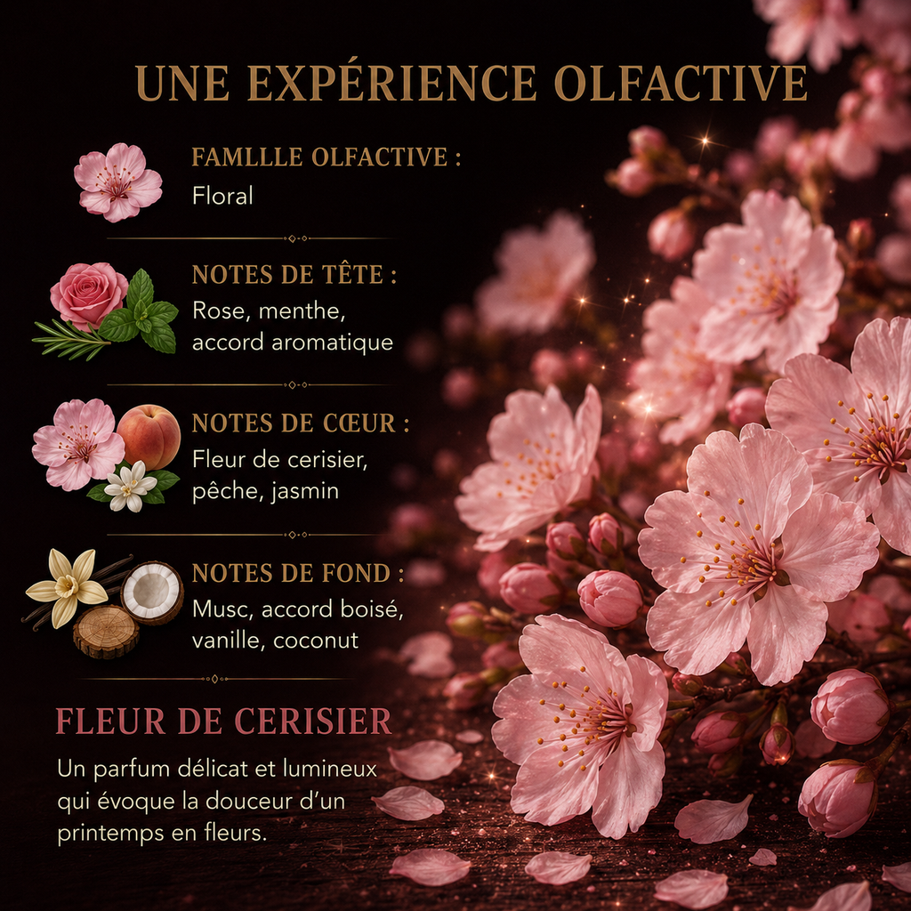 Fondant parfumé Fleur de cerisier Bakonette Bakougie — notes florales, pêche, vanille et musc