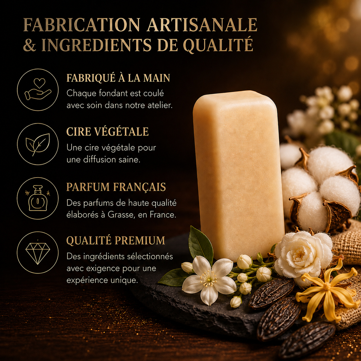 Fondant parfumé Fleur de coton Bakonette Bakougie — fabrication artisanale