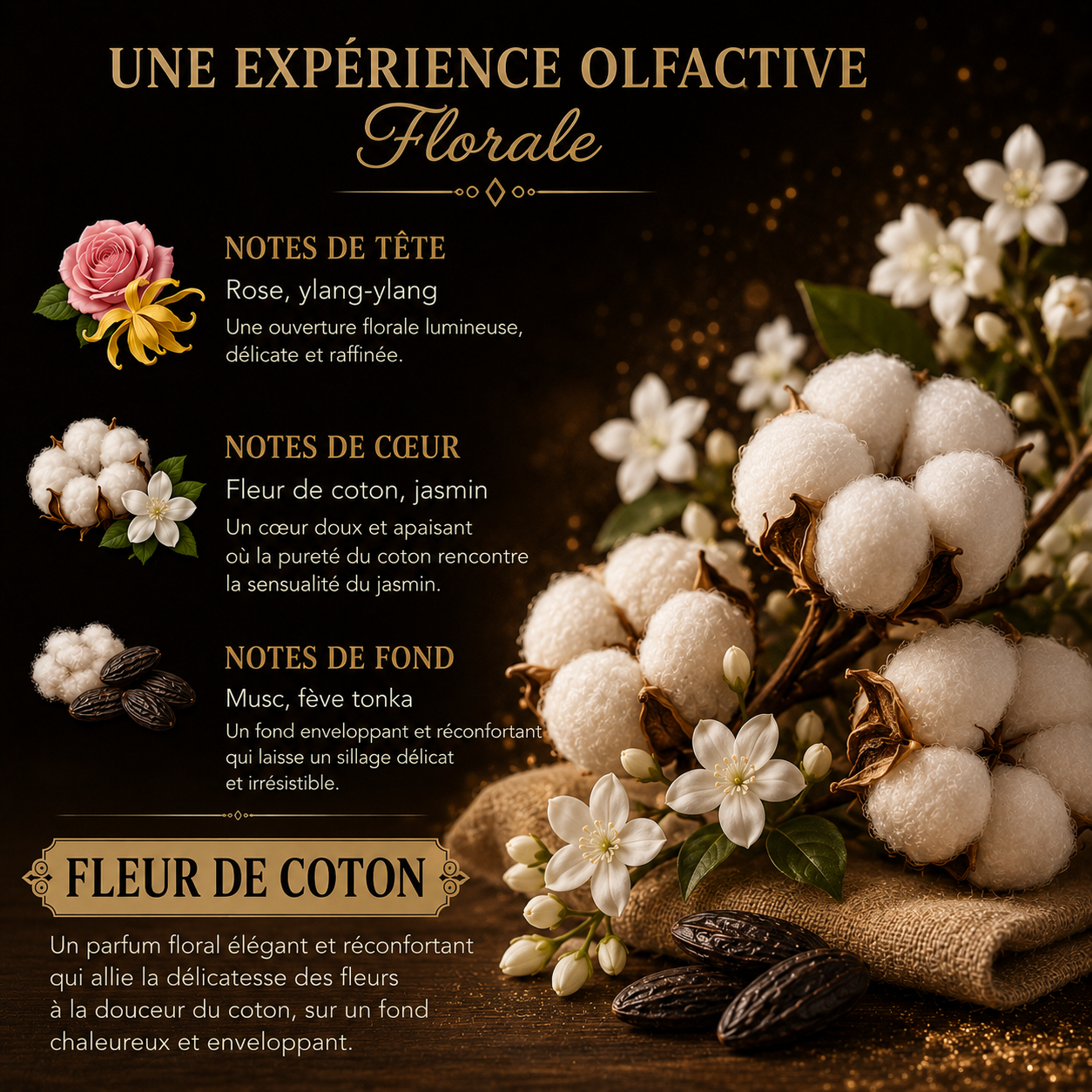 Fondant parfumé Fleur de coton Bakonette Bakougie — notes de musc et fève tonka