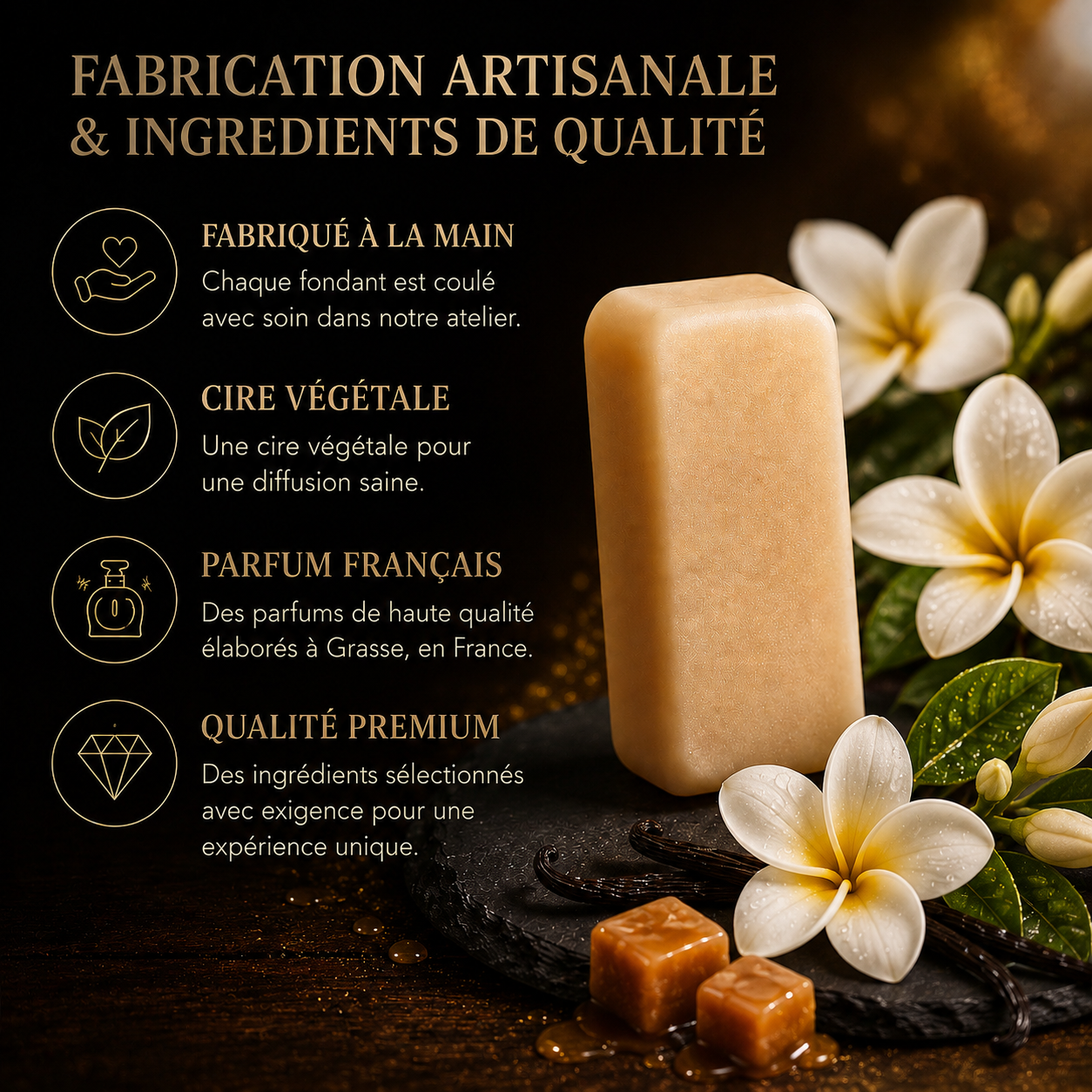 Fondant parfumé Fleur de tiaré Bakonette Bakougie — notes de monoï et fleurs blanches