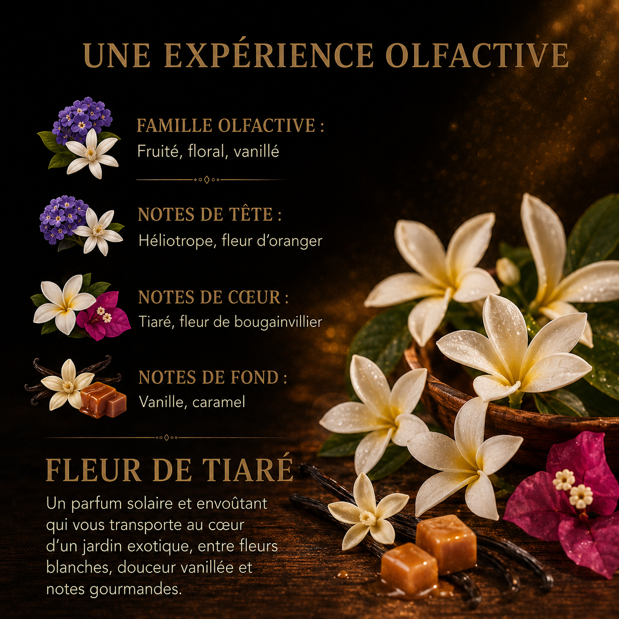 Fondant parfumé Fleur de tiaré Bakonette Bakougie — notes de monoï et vanille