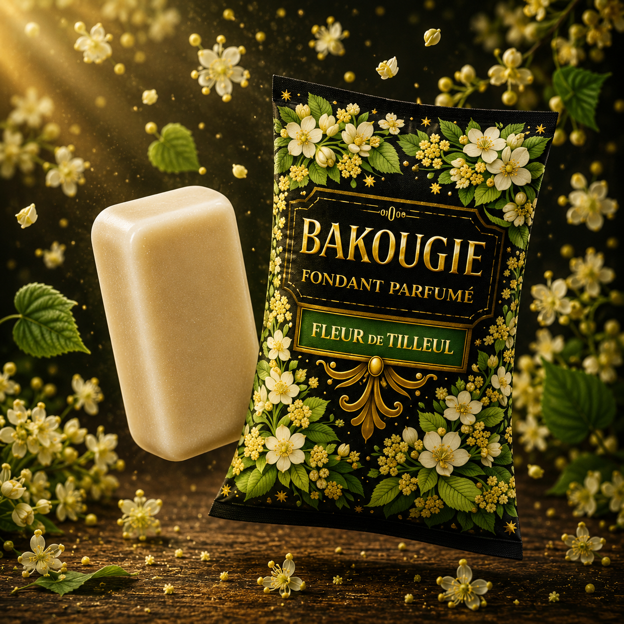 Fondant parfumé fleur de tilleul Bakougie en cire végétale parfum floral relaxant pour brûleur et parfum maison