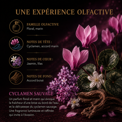 Fondant parfumé floral marin wax melt premium aux notes de cyclamen jasmin lilas et accord boisé pour intérieur