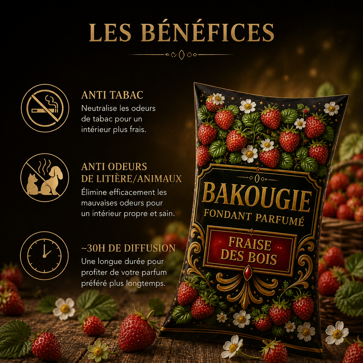 Fondant parfumé Fraise des bois Bakonette Bakougie — ambiance fruitée
