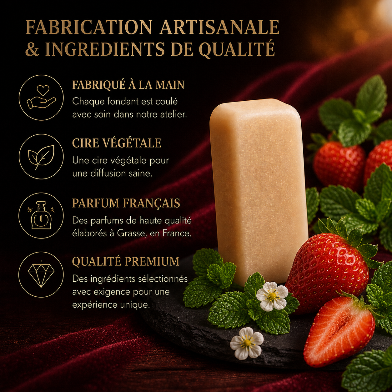 Fondant parfumé Fraise et menthe Bakonette Bakougie — fabrication artisanale
