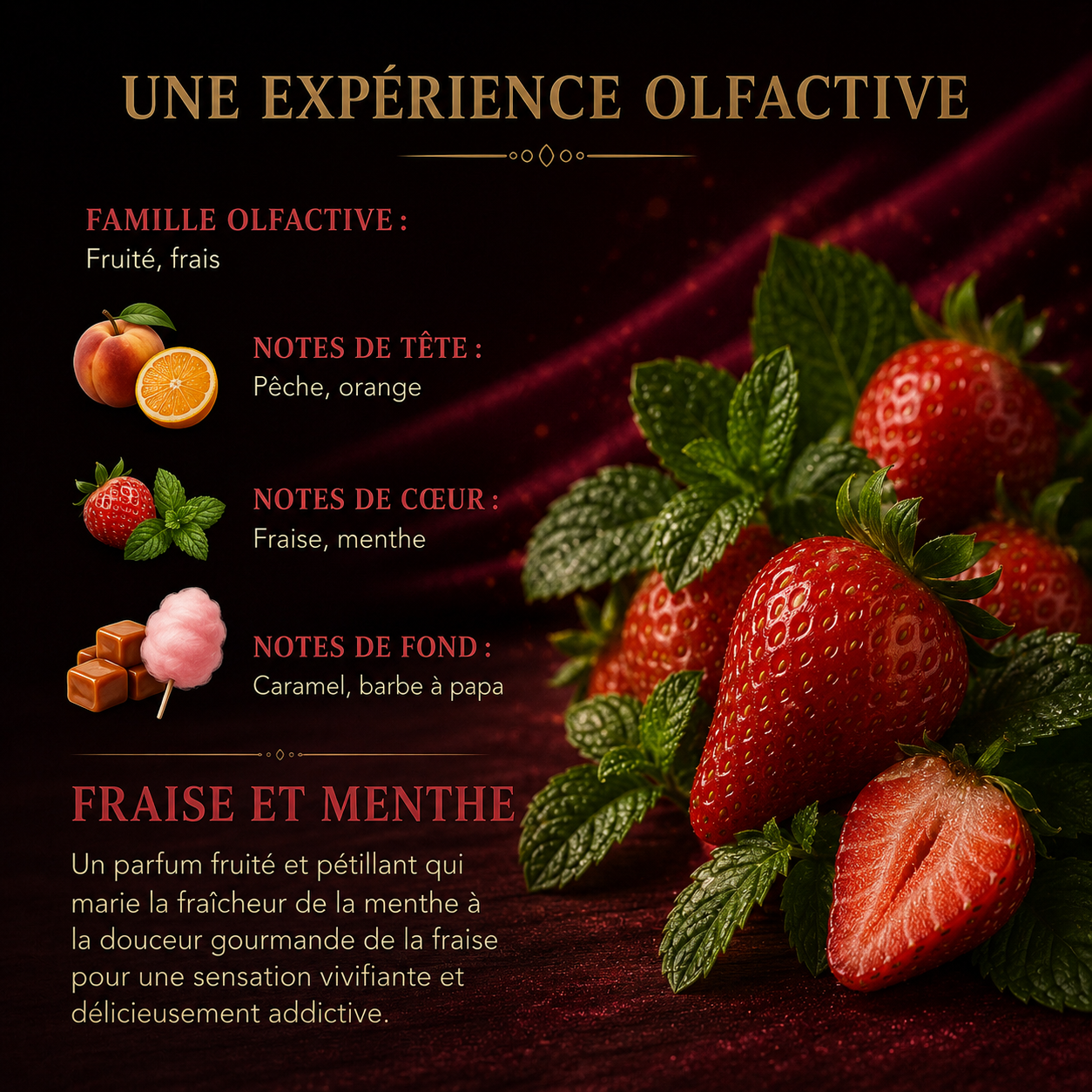 Fondant parfumé Fraise et menthe Bakonette Bakougie — notes fruitées et gourmandes