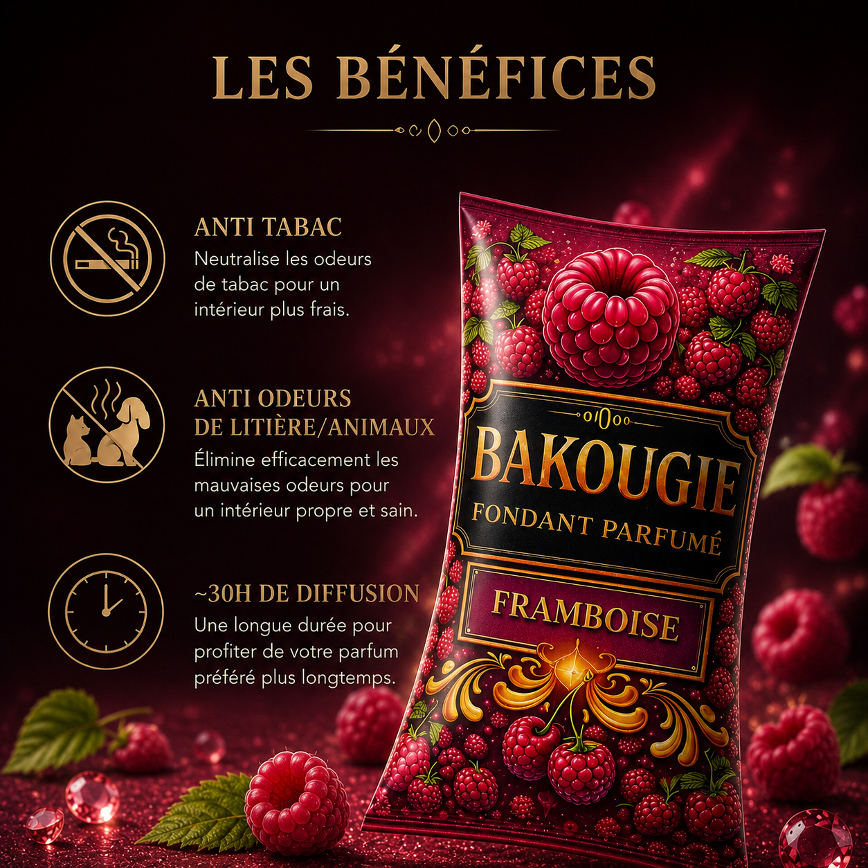 Fondant parfumé Framboise Bakonette Bakougie — ambiance fruitée