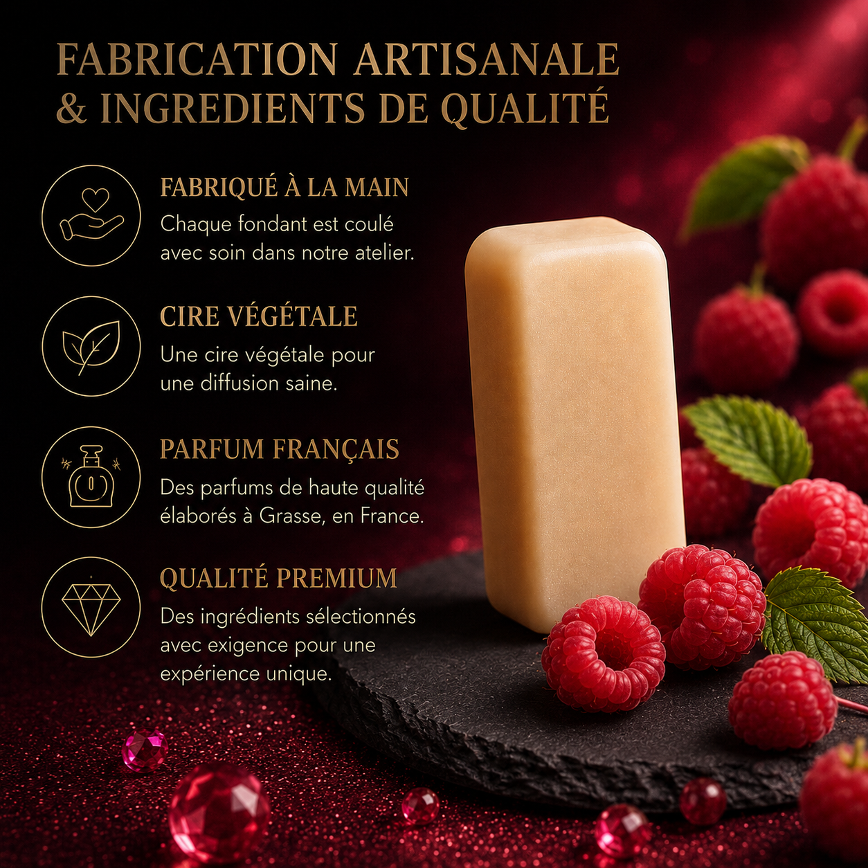 Fondant parfumé Framboise Bakonette Bakougie — fabrication artisanale