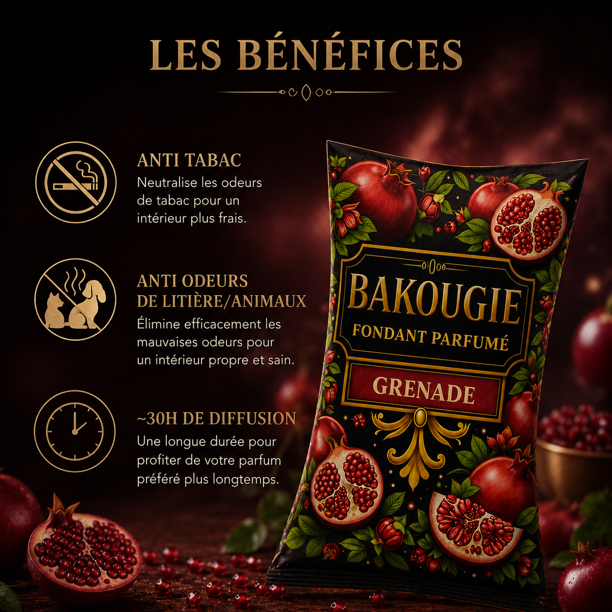 Fondant parfumé Grenade Bakonette Bakougie — parfum fruité intense