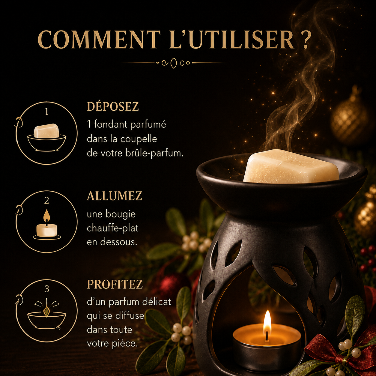 Fondant parfumé Gui Bakonette Bakougie utilisé avec un brûle-parfum