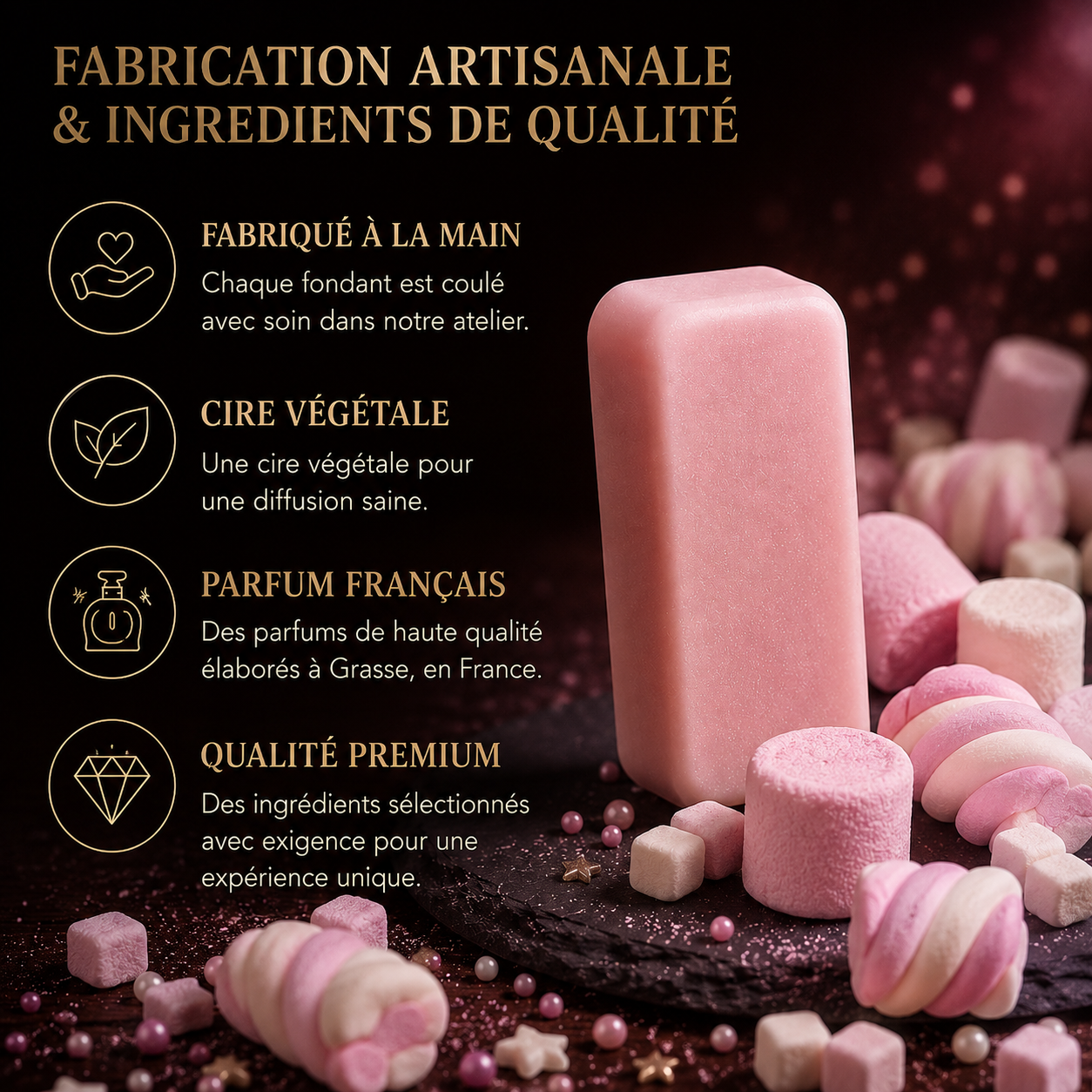 Fondant parfumé Guimauve Bakonette Bakougie — fabrication artisanale
