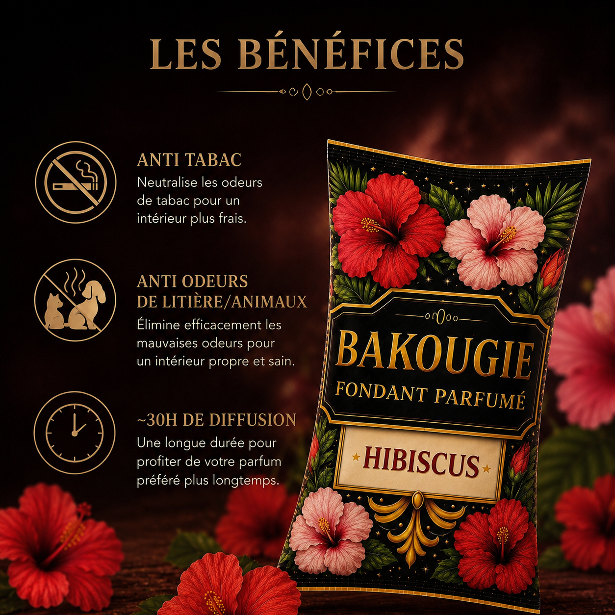 Fondant parfumé Hibiscus Bakonette Bakougie — ambiance florale exotique