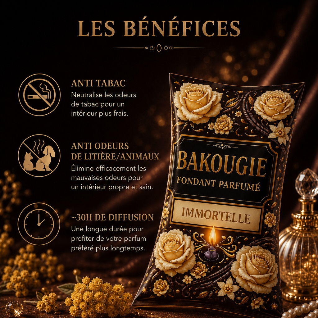 Fondant parfumé Immortelle Bakonette de luxe Bakougie — ambiance florale et solaire