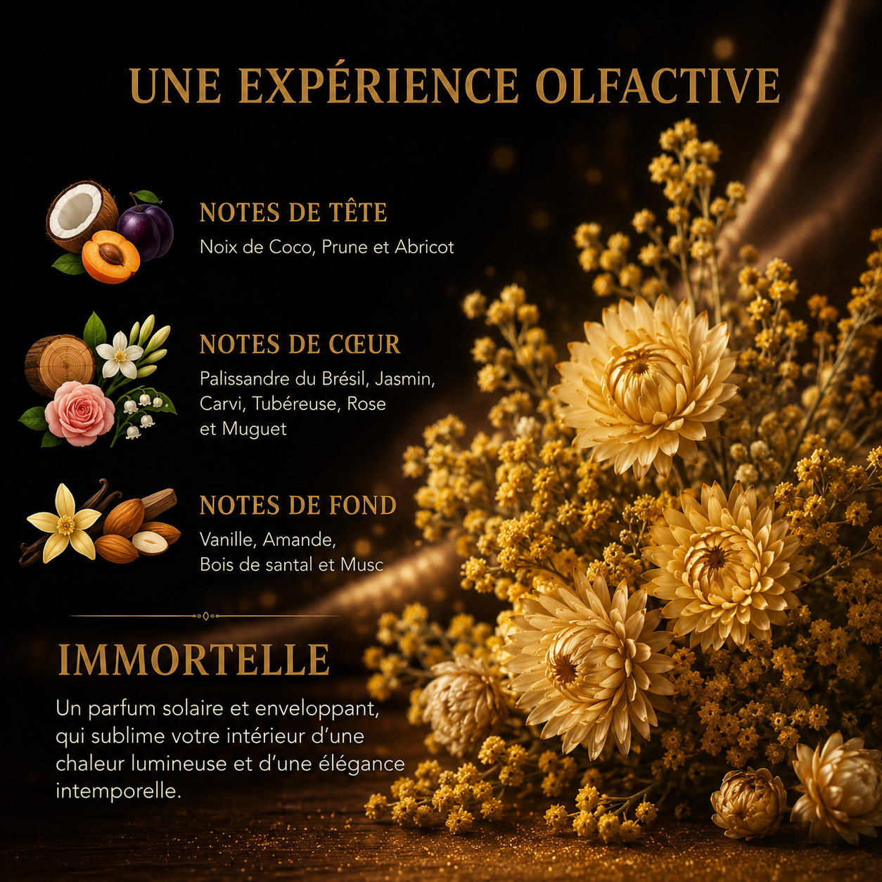 Fondant parfumé Immortelle Bakonette de luxe Bakougie — notes de coco, prune et abricot