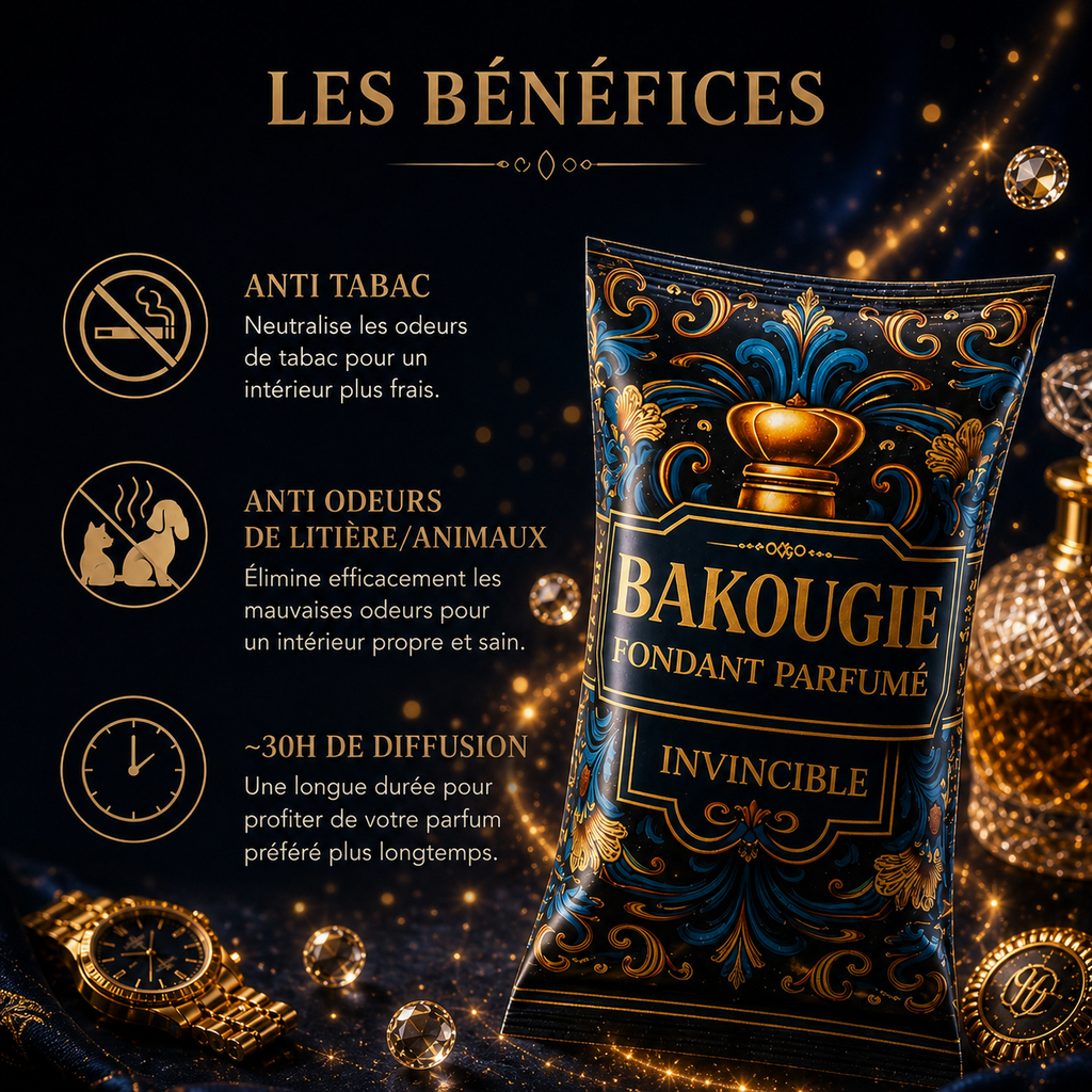 Fondant parfumé Invincible Bakonette de luxe Bakougie — ambiance masculine raffinée