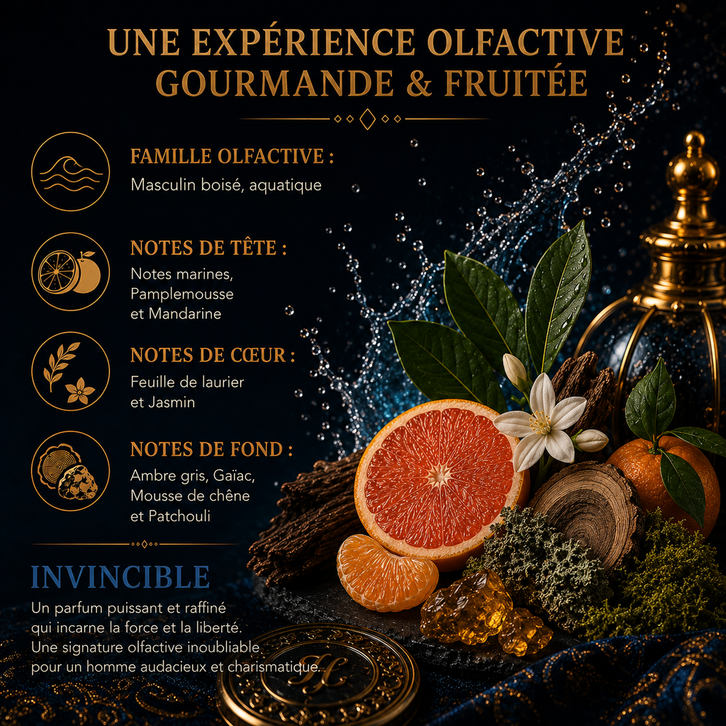 Fondant parfumé Invincible Bakonette de luxe Bakougie — notes marines, agrumes et bois de gaïac