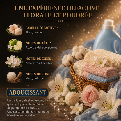 Fondant parfumé linge propre musc poudré fleurs blanches et accord frais senteur propre intense pour intérieur