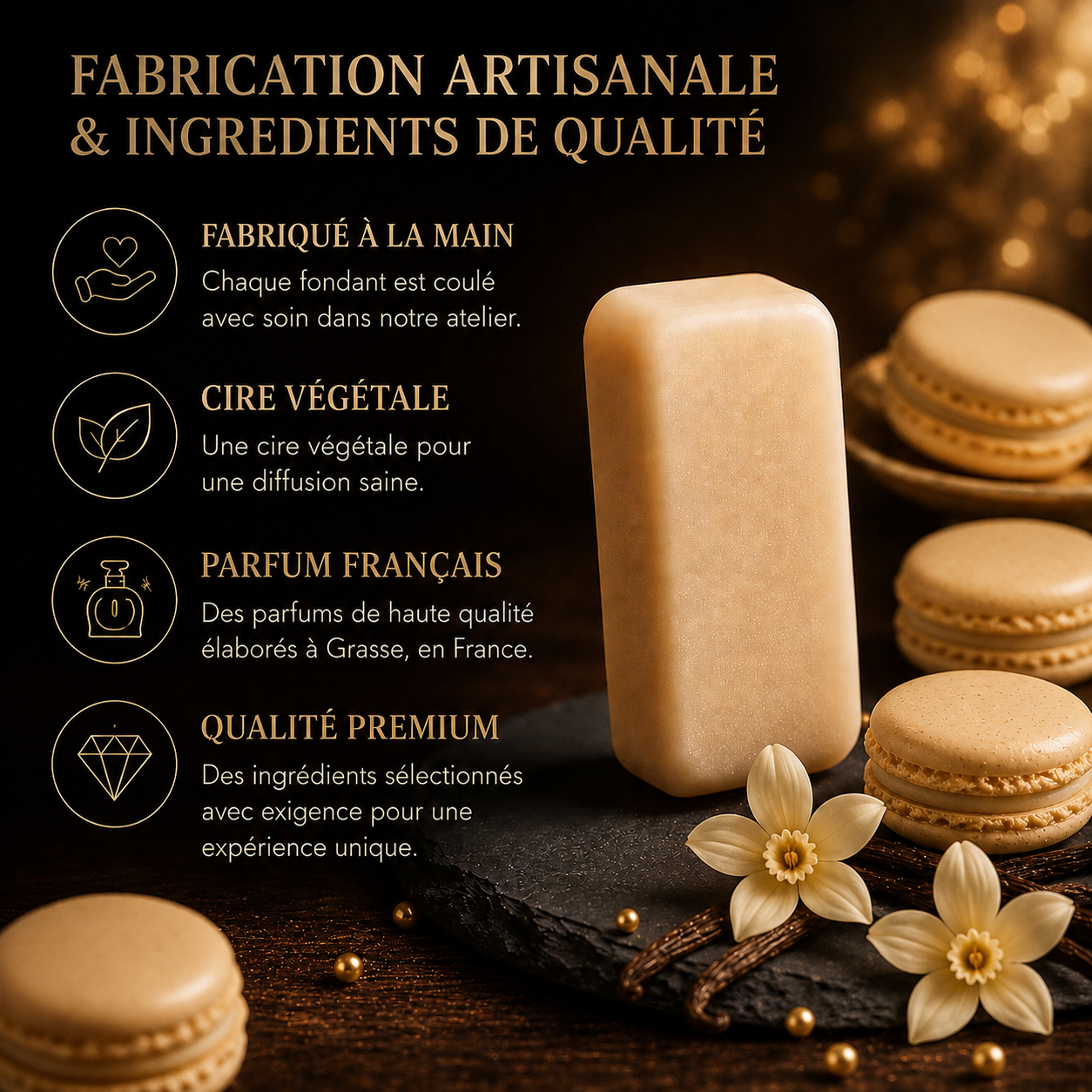 Fondant parfumé Macaron vanille Bakonette Bakougie — fabrication française