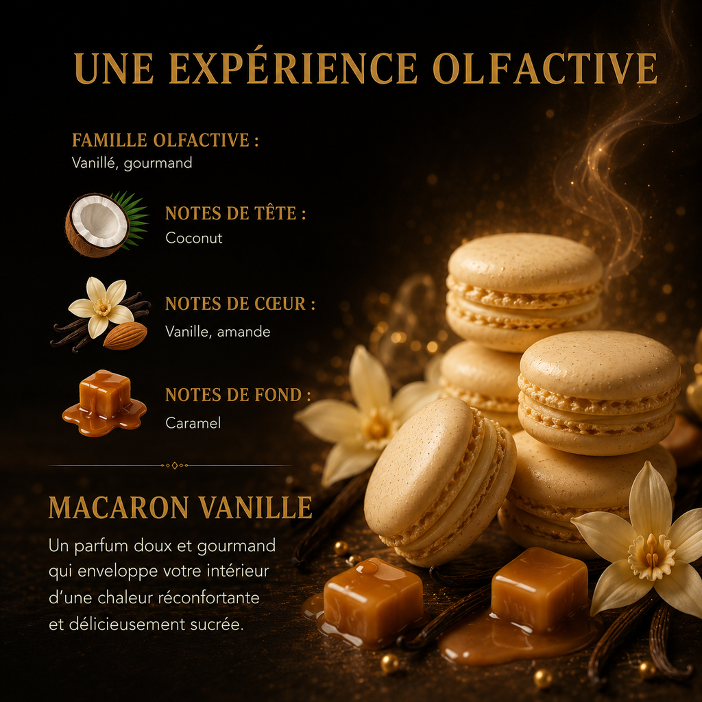 Fondant parfumé Macaron vanille Bakonette Bakougie — notes de coco, amande et caramel