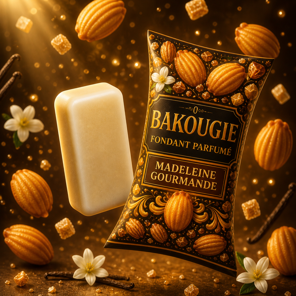 Fondant parfumé Madeleine Gourmande Bakougie cire végétale parfum vanille madeleine gourmande