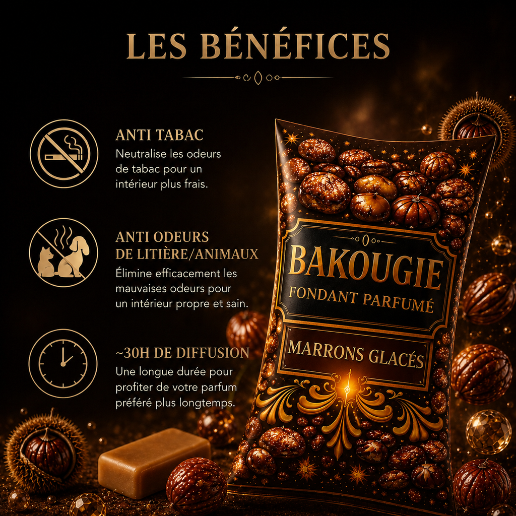 Fondant parfumé Marrons glacés Bakonette Bakougie — ambiance gourmande et chaleureuse