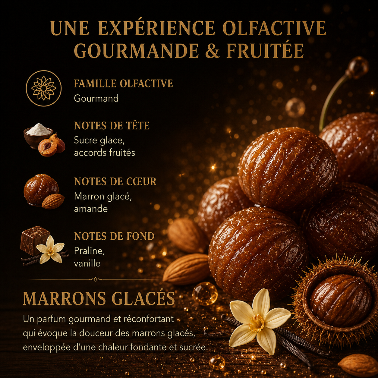 Fondant parfumé Marrons glacés Bakonette Bakougie — notes de marron, amande et vanille