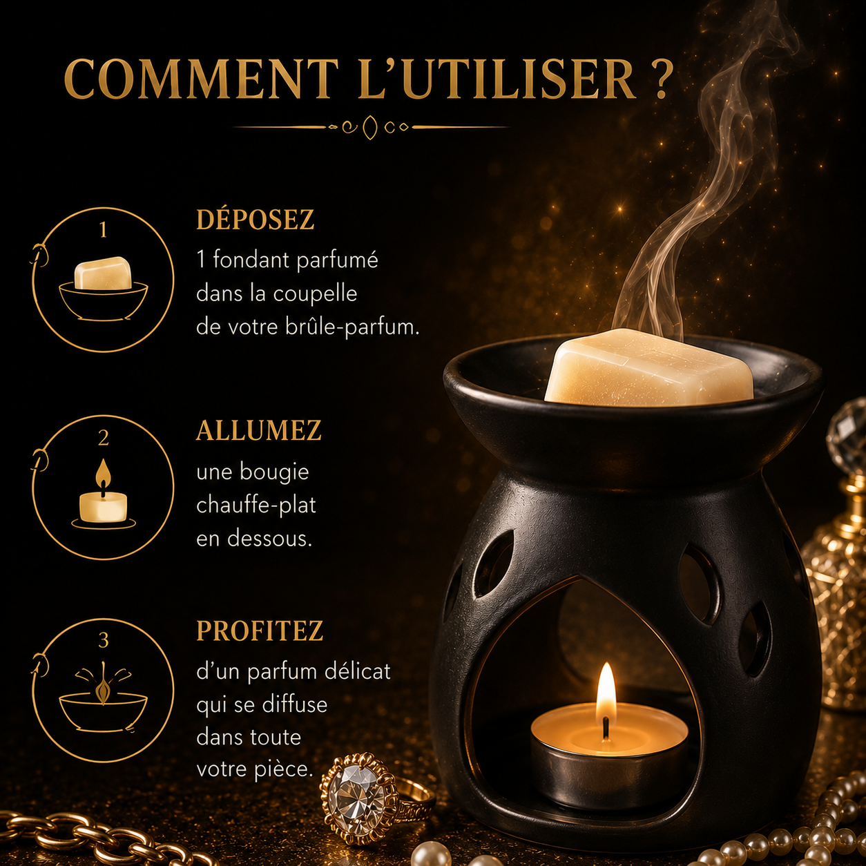Fondant parfumé Millionnaire Bakonette de luxe Bakougie utilisé avec un brûle-parfum