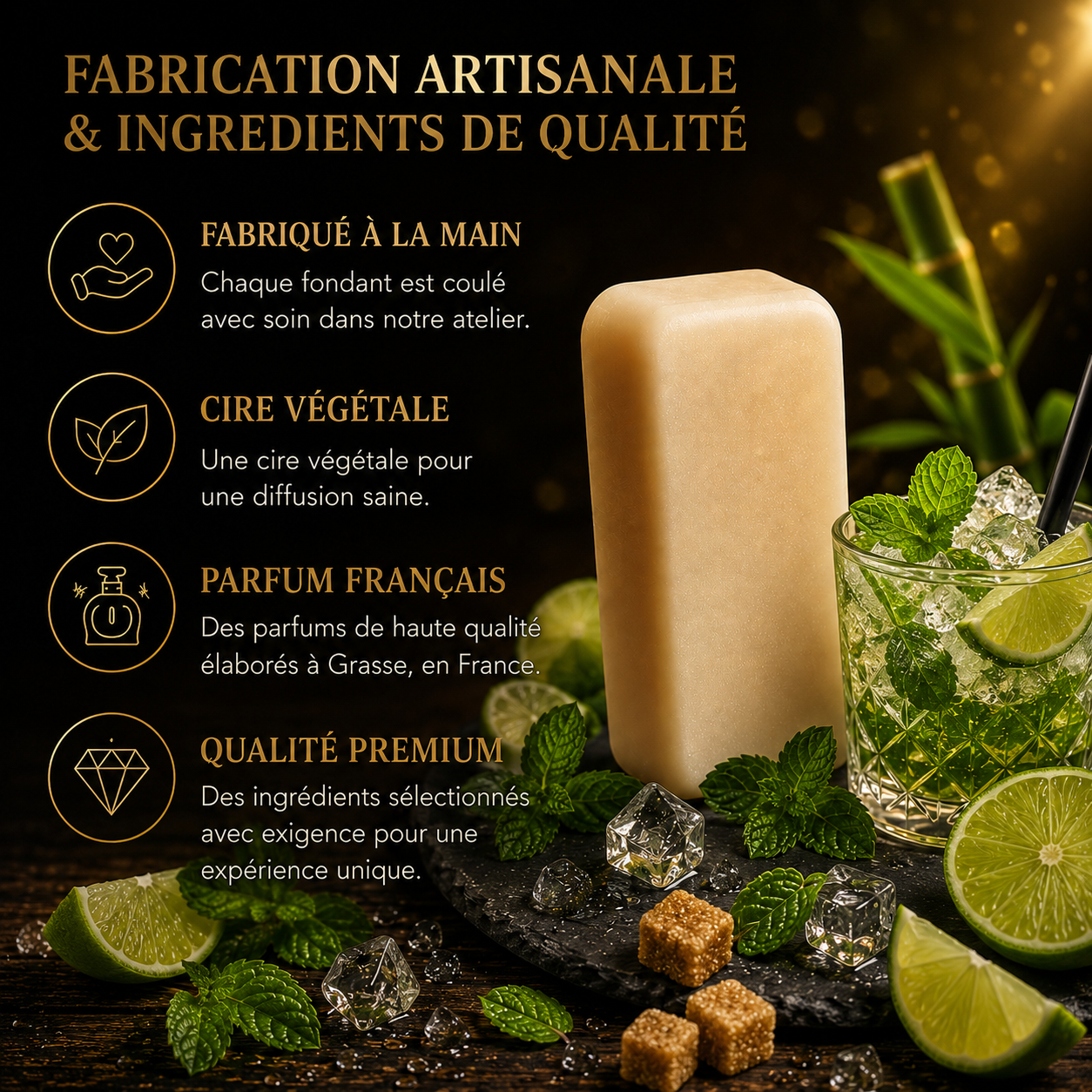 Fondant parfumé Mojito Bakonette Bakougie — fabrication artisanale