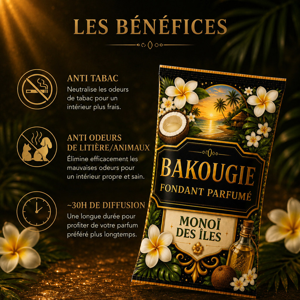 Fondant parfumé Monoï des Îles Bakonette Bakougie — notes de tiaré et coco
