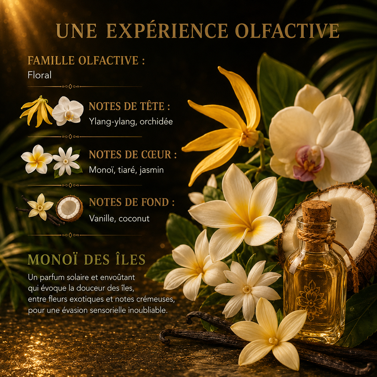 Fondant parfumé Monoï des Îles Bakonette Bakougie — notes de coco et vanille