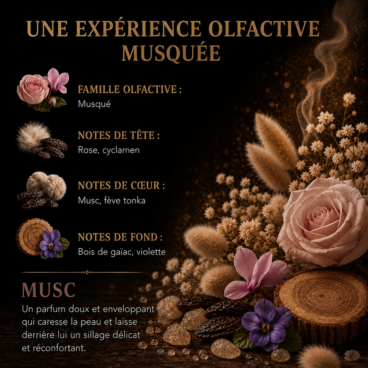 Fondant parfumé Musc Bakonette Bakougie — notes de vanille et fève tonka