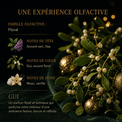 Fondant parfumé Noël gui wax melt premium aux notes florales musquées et vanillées pour ambiance chaleureuse maison