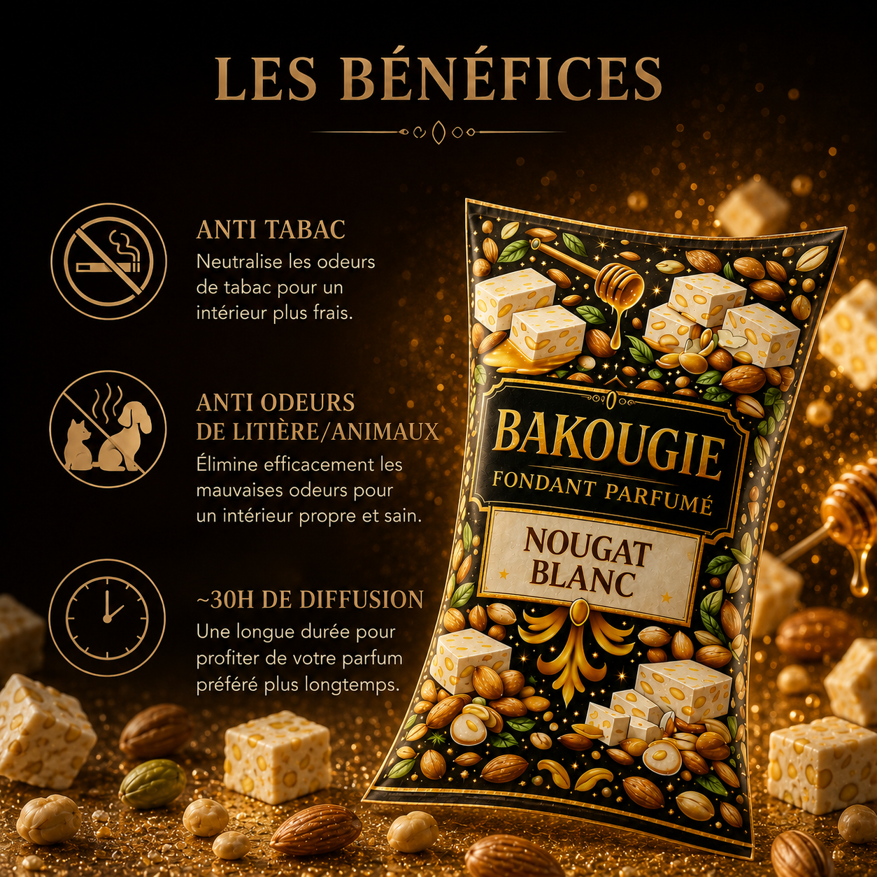 Fondant parfumé Nougat blanc Bakonette Bakougie — ambiance douce et gourmande