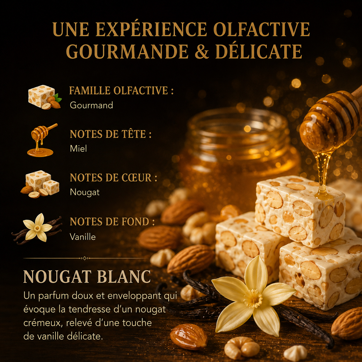 Fondant parfumé Nougat blanc Bakonette Bakougie — notes de miel, vanille et amande